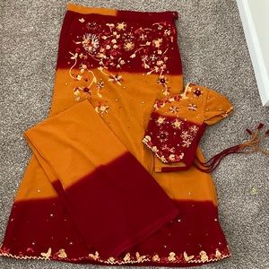 COPY - BEAUTIFUL RED AND ORANGE CHANIYA CHOLI